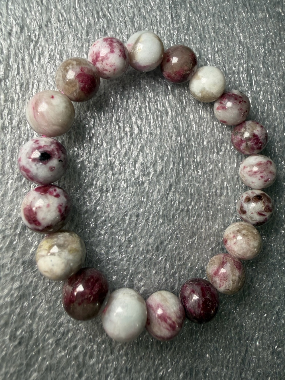 10MM Plum Tourmaline Natural Crystal Bracelet